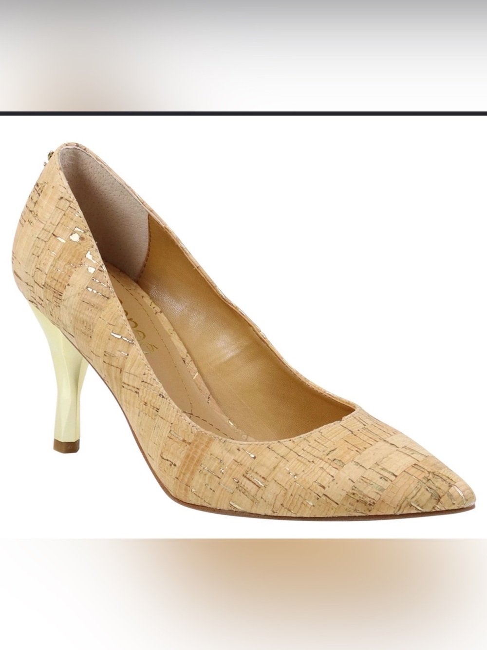 Stuart Weitzman Cork-Textured Pointed-Toe Pump in Neutral Tan